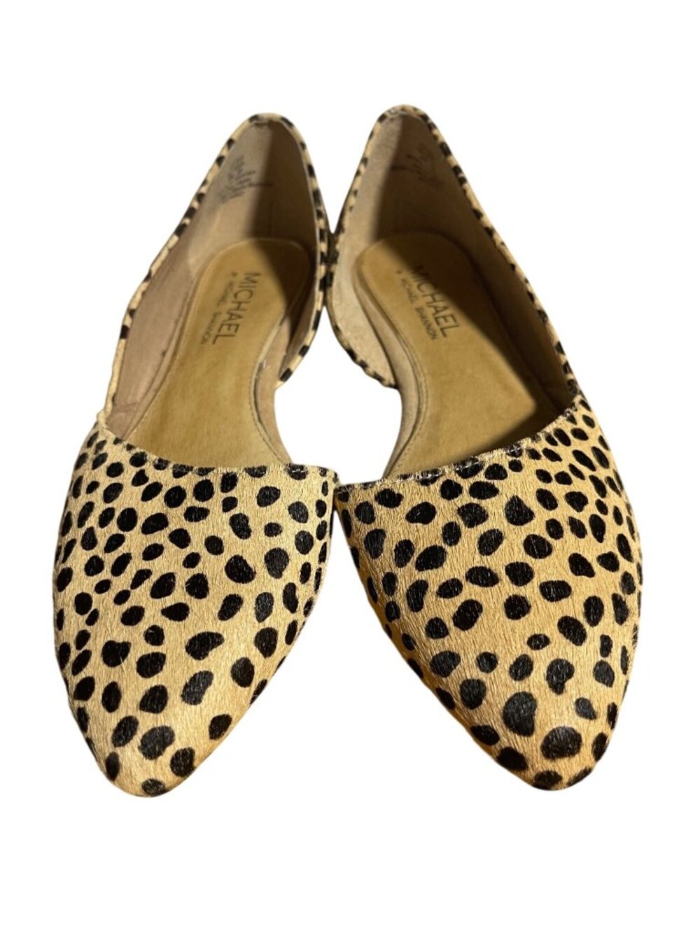 Michael By Michael Shannon Alyssa Flats Womens 36 US 6 Leather Leopard Pointed